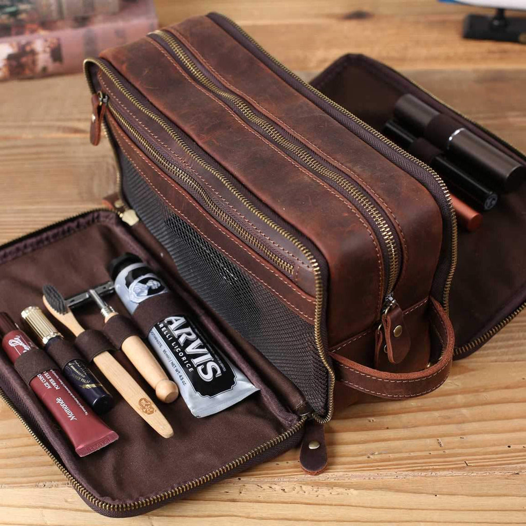 Leather Toiletry Bag (Dopp Kit) – Optional Monogram