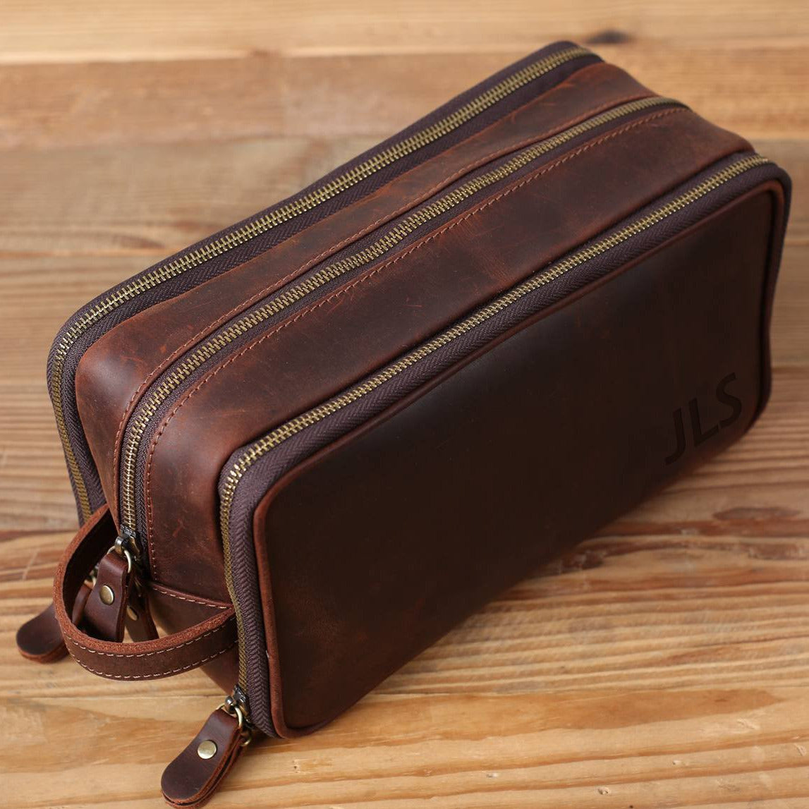 Leather Toiletry Bag (Dopp Kit) – Optional Monogram
