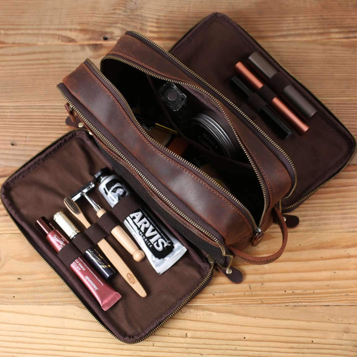 Leather Toiletry Bag (Dopp Kit) – Optional Monogram