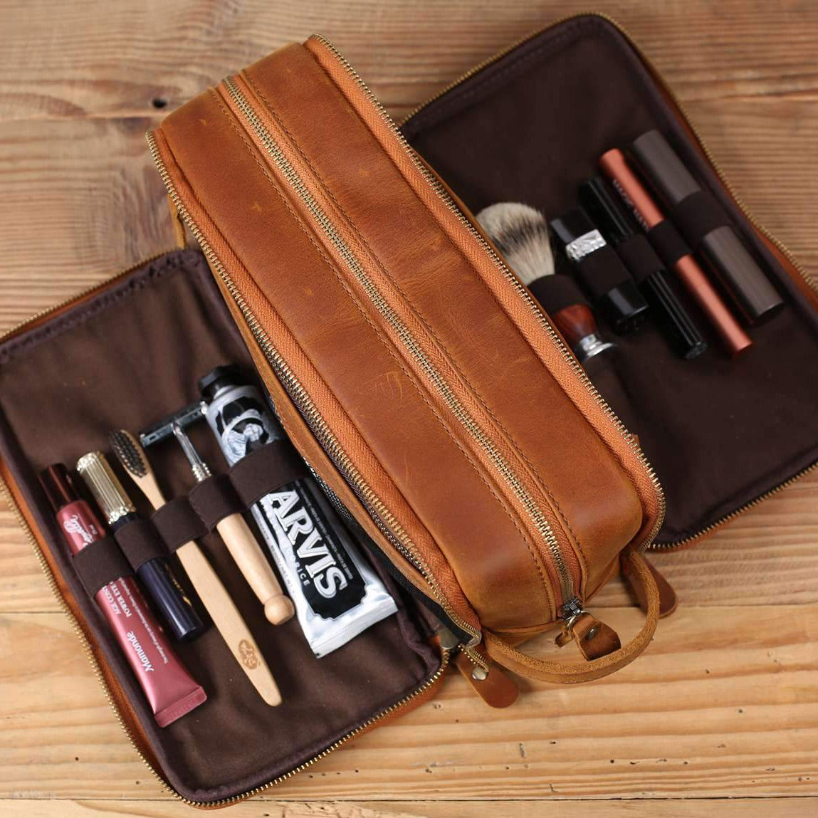Leather Toiletry Bag (Dopp Kit) – Optional Monogram