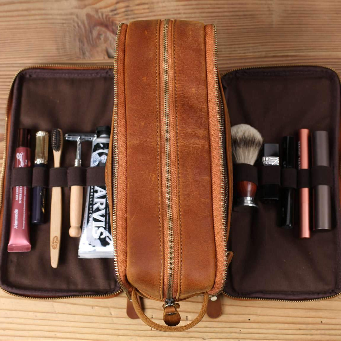 Leather Toiletry Bag (Dopp Kit) – Optional Monogram