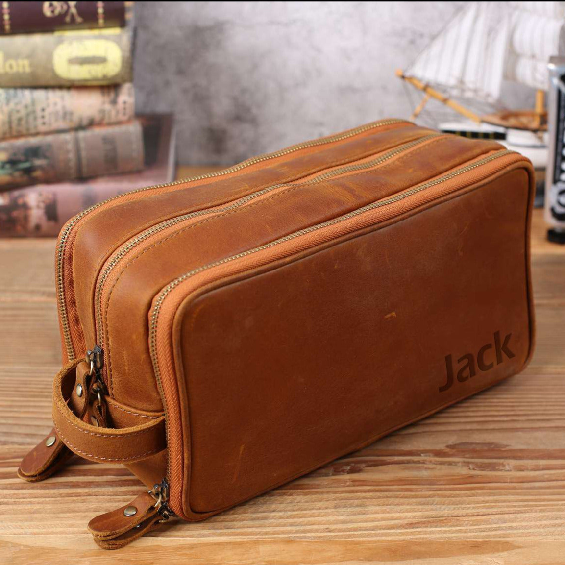 Leather Toiletry Bag (Dopp Kit) – Optional Monogram
