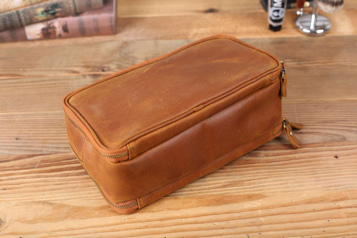 Leather Toiletry Bag (Dopp Kit) – Optional Monogram
