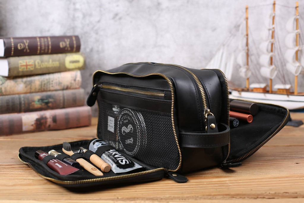 Leather Toiletry Bag (Dopp Kit) – Optional Monogram