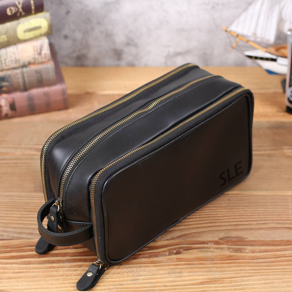 Leather Toiletry Bag (Dopp Kit) – Optional Monogram