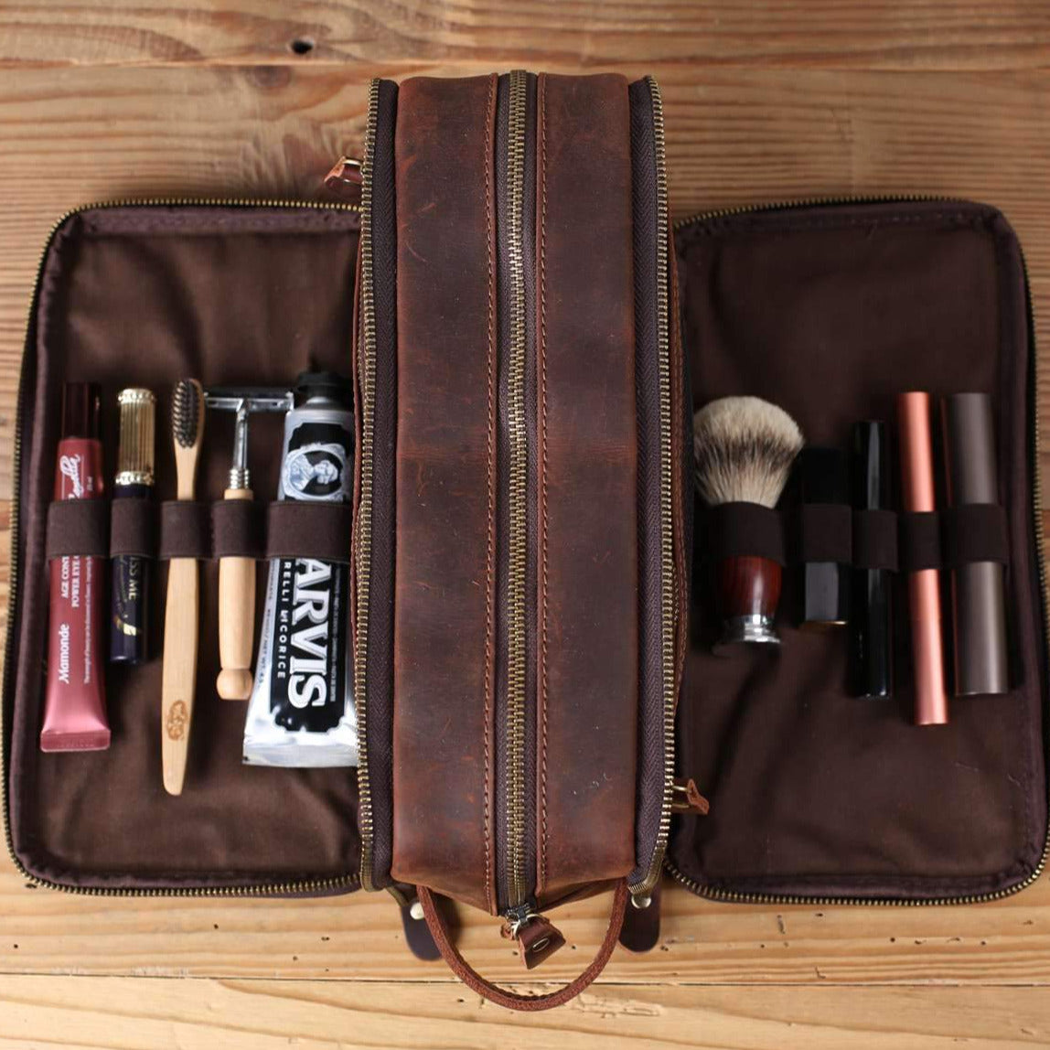 Leather Toiletry Bag (Dopp Kit) – Optional Monogram