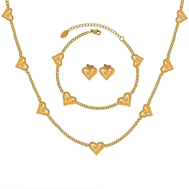 Heart Jewelry Set – Necklace, Earrings & Bracelet