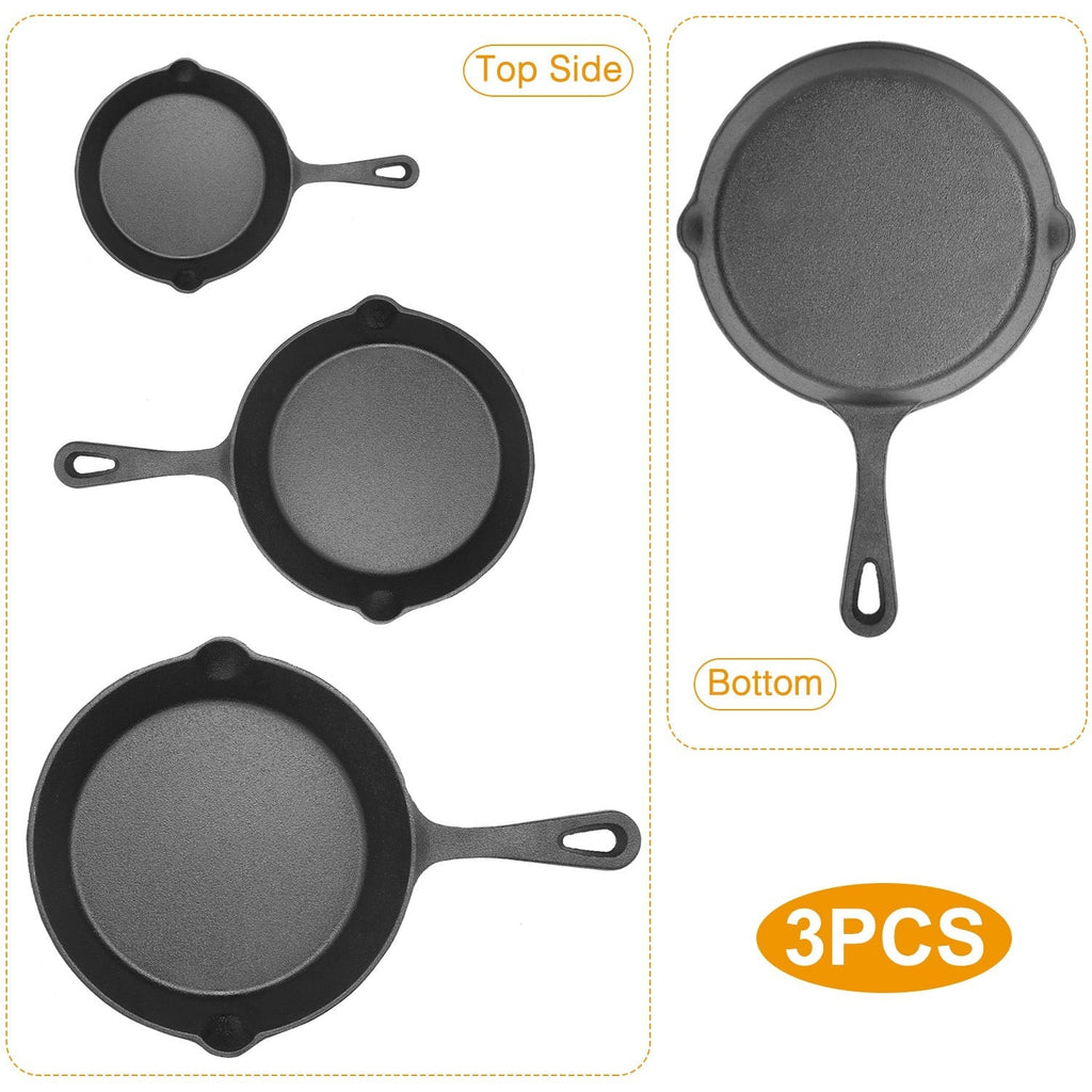 Cast Iron Skillet Set (6", 8" & 10")