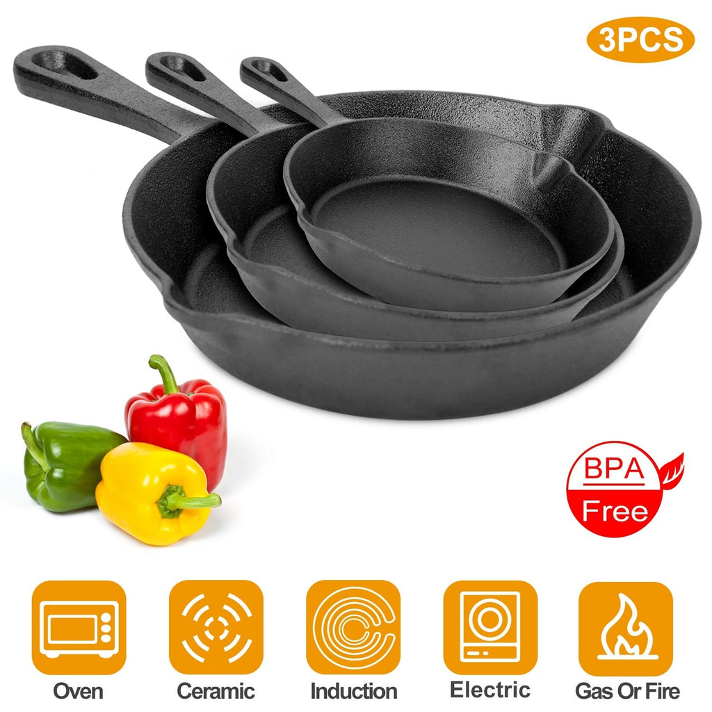 Cast Iron Skillet Set (6", 8" & 10")
