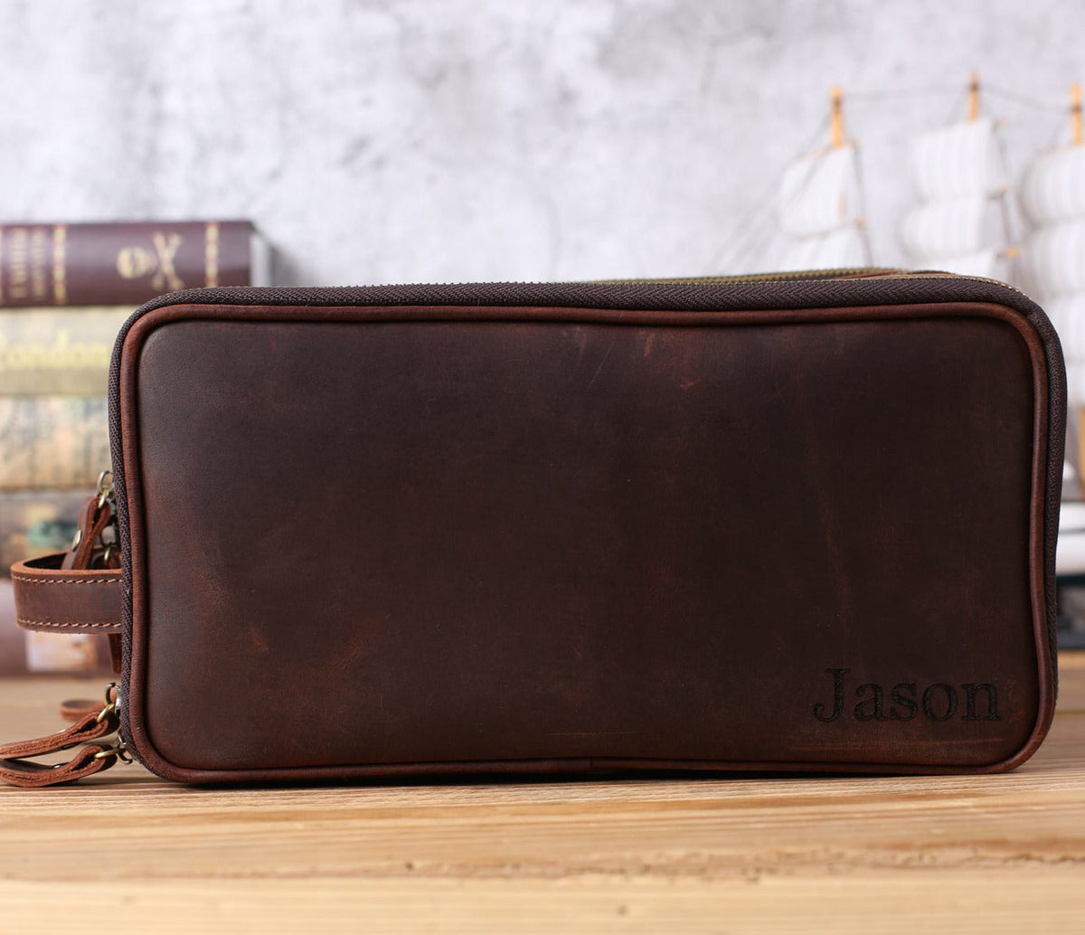 Leather Toiletry Bag (Dopp Kit) – Optional Monogram