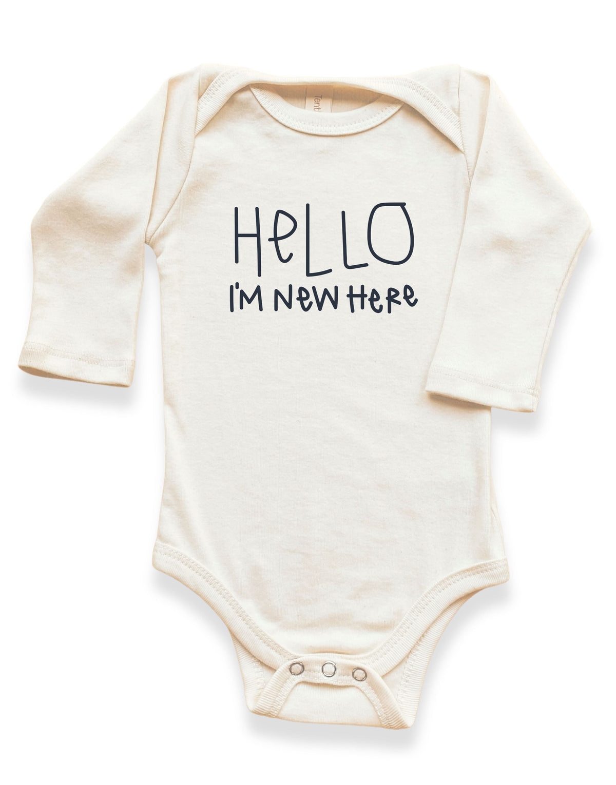 "Hello, I'm New Here" Organic Baby Bodysuit